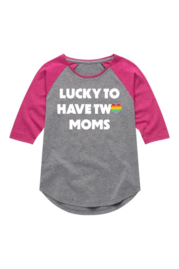 - Lucky Two Moms - Girls Shirt Tail Raglan