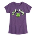 thumbnail image 1 of Instant Message - Lucky Vibes - Toddler & Youth Girls Short Sleeve Graphic T-Shirt, 1 of 6