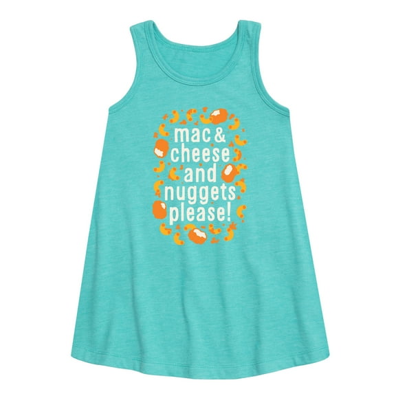 Instant Message - Mac & Cheese and Nuggets Please - Toddler & Youth Girls A-line Dress