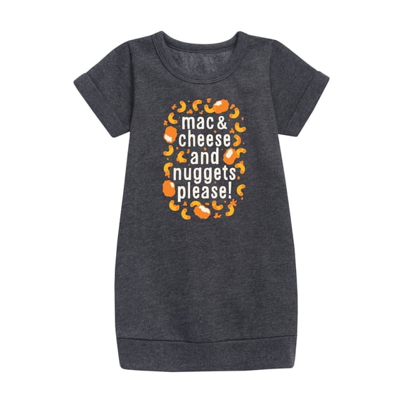 Instant Message - Mac & Cheese and Nuggets Please - Toddler & Youth Girls Fleece Dress