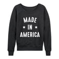 thumbnail image 1 of Instant Message - Made in America Lightweight French Terry Wide Neck Long Sleeve Graphic Shirt, 1 of 5