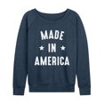 thumbnail image 1 of Instant Message - Made in America Lightweight French Terry Wide Neck Long Sleeve Graphic Shirt, 1 of 5