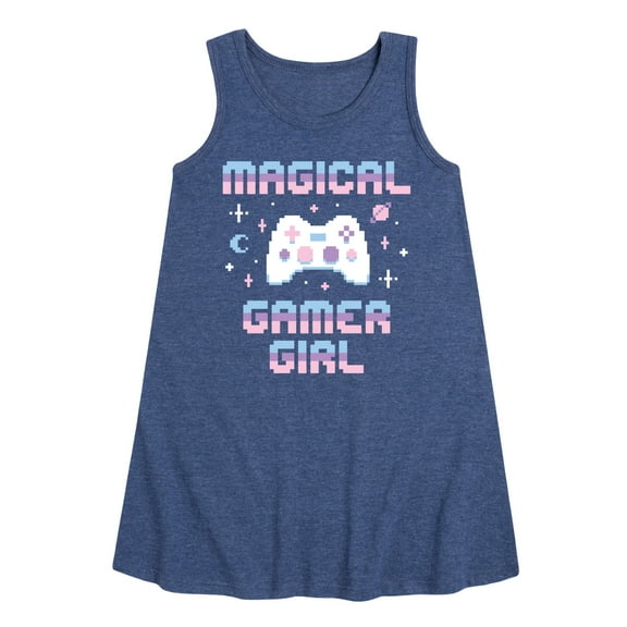 Instant Message - Magical Gamer Girl - Toddler & Youth Girls A-line Dress