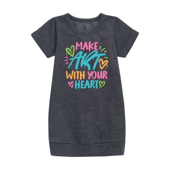 Instant Message - Make Art With Your Heart - Toddler & Youth Girls Fleece Dress
