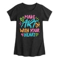 thumbnail image 1 of Instant Message - Make Art With Your Heart - Toddler & Youth Girls Short Sleeve Graphic T-Shirt, 1 of 5