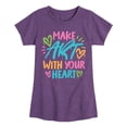 thumbnail image 1 of Instant Message - Make Art With Your Heart - Toddler & Youth Girls Short Sleeve Graphic T-Shirt, 1 of 5