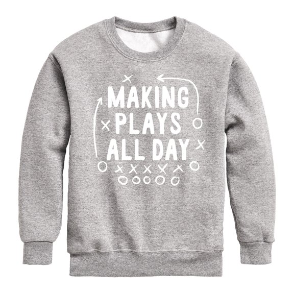 Instant Message - Making Plays All Day - Toddler & Youth Crewneck Fleece Sweatshirt