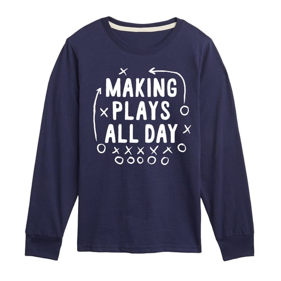 Instant Message - Making Plays All Day - Toddler & Youth Long Sleeve Graphic T-Shirt