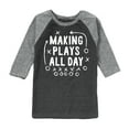 thumbnail image 1 of Instant Message - Making Plays All Day - Toddler & Youth Raglan Graphic T-Shirt, 1 of 7