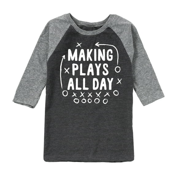 Instant Message - Making Plays All Day - Toddler & Youth Raglan Graphic T-Shirt