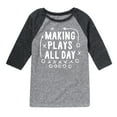 thumbnail image 1 of Instant Message - Making Plays All Day - Toddler & Youth Raglan Graphic T-Shirt, 1 of 5