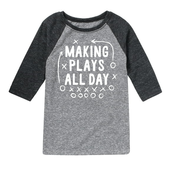 Instant Message - Making Plays All Day - Toddler & Youth Raglan Graphic T-Shirt
