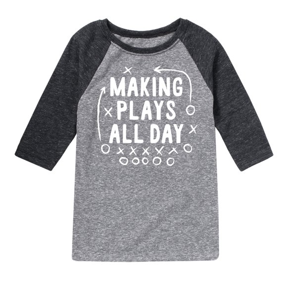 Instant Message - Making Plays All Day - Toddler & Youth Raglan Graphic T-Shirt