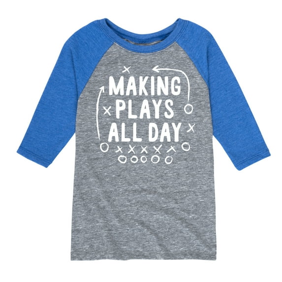 Instant Message - Making Plays All Day - Toddler & Youth Raglan Graphic T-Shirt