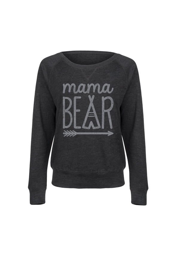 - Mama Bear Charcoal-Ladies Lightweight French Terry Long Sleeve Shirt