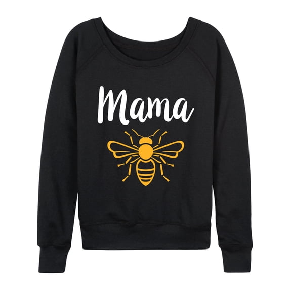 Instant Message - Mama Bee Lightweight French Terry Wide Neck Long Sleeve Graphic Shirt