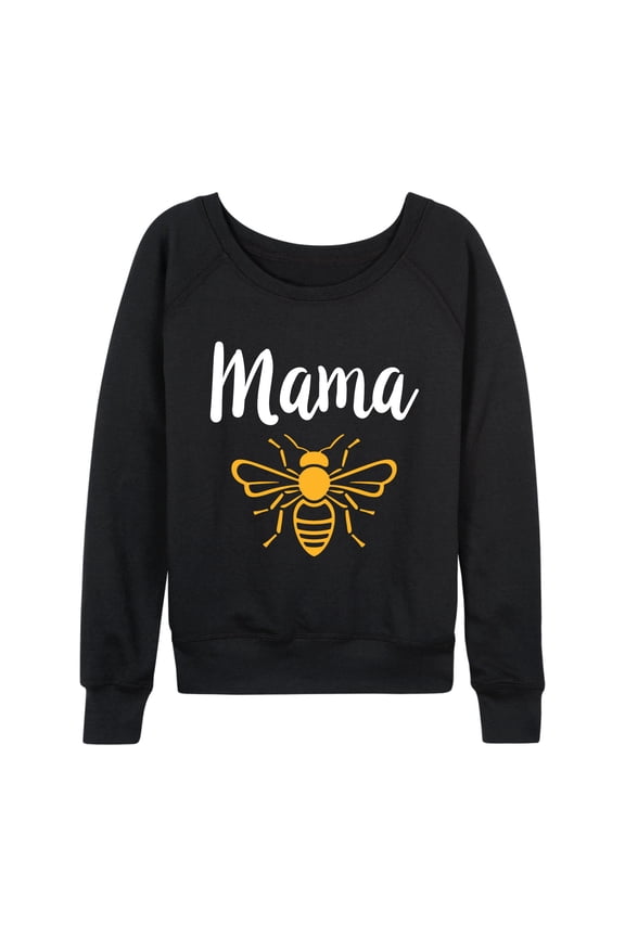 - Mama Bee Lightweight French Terry Wide Neck Long Sleeve Graphic Shirt