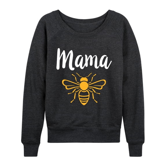 Instant Message - Mama Bee Lightweight French Terry Wide Neck Long Sleeve Graphic Shirt