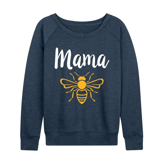 Instant Message - Mama Bee Lightweight French Terry Wide Neck Long Sleeve Graphic Shirt