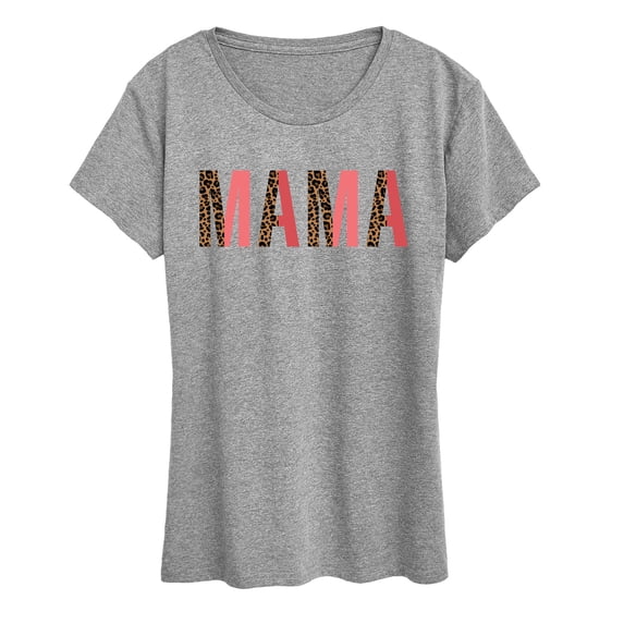 Instant Message - Mama Leopard Print Letters - Women's Short Sleeve Graphic T-Shirt