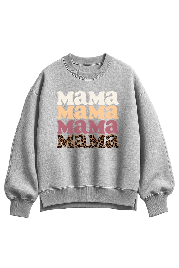 - Mama Leopard - Women's Oversized Fleece Crew Sweatshirt