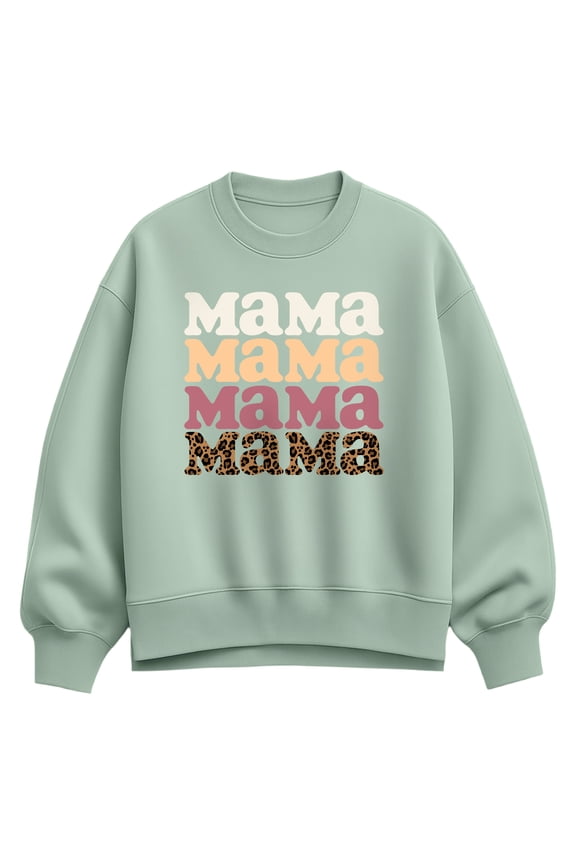 - Mama Leopard - Women's Oversized Fleece Crew Sweatshirt