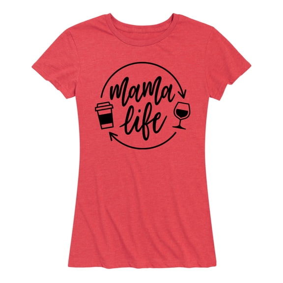 Instant Message - Mama Life Coffee Wine - Women's Short Sleeve Graphic T-shirt