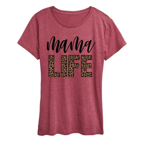 Instant Message - Mama Life Leopard Short Sleeve Graphic T-Shirt