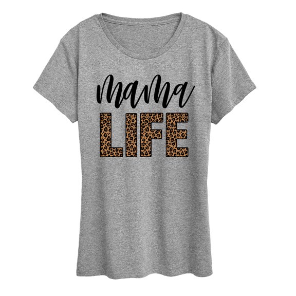Instant Message - Mama Life Leopard - Women's Short Sleeve Graphic T-Shirt