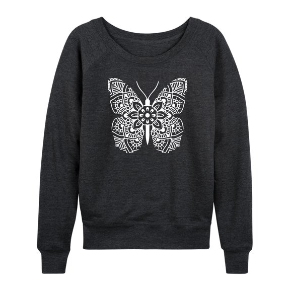 Instant Message - Mandala Butterfly - Ladies French Terry Long Sleeve Shirt
