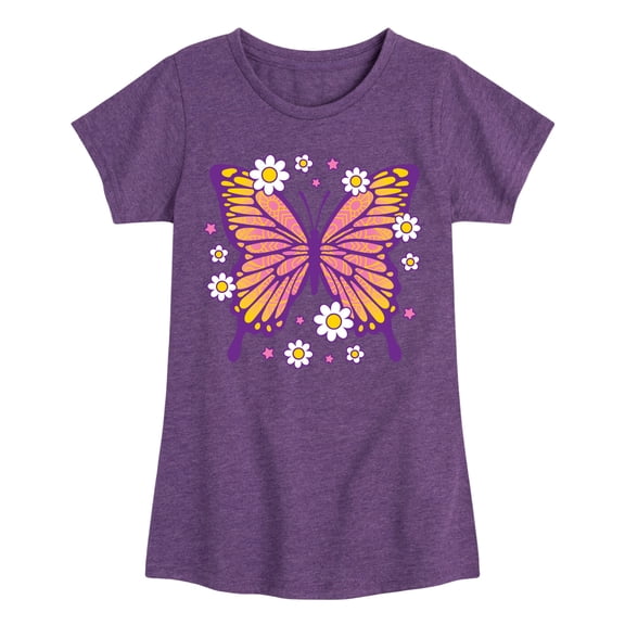 Instant Message - Mandala Butterfly - Toddler & Youth Girls Short Sleeve Graphic T-Shirt