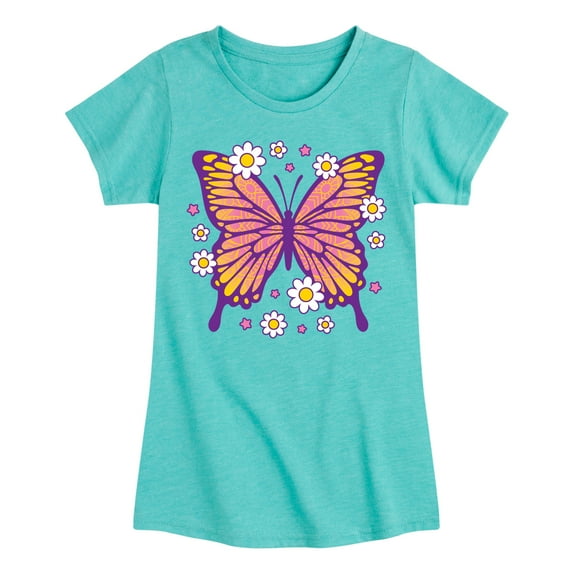 Instant Message - Mandala Butterfly - Toddler & Youth Girls Short Sleeve Graphic T-Shirt