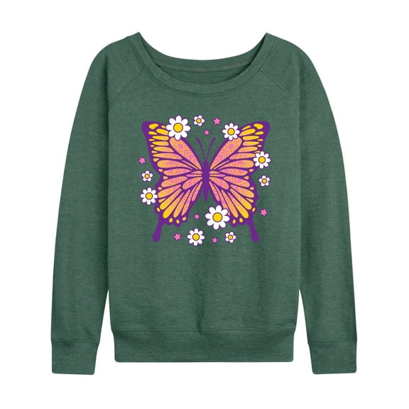 Instant Message - Mandala Butterfly - Women's Lightweight French Terry Long Sleeve Shirt