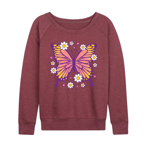 Instant Message - Mandala Butterfly - Women's Lightweight French Terry Long Sleeve Shirt