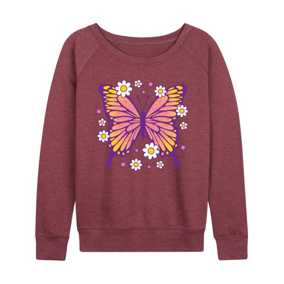 Instant Message - Mandala Butterfly - Women's Lightweight French Terry Long Sleeve Shirt