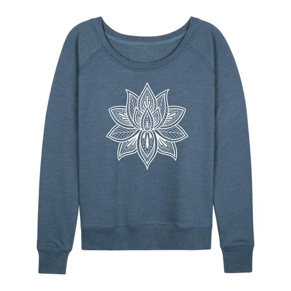 Instant Message - Mandala Lotus White - Ladies French Terry Long Sleeve Shirt