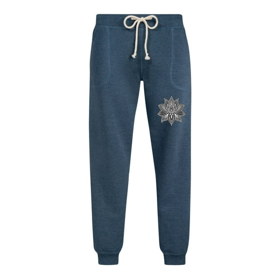 Instant Message - Mandala Lotus White - Women's French Terry Jogger Pant