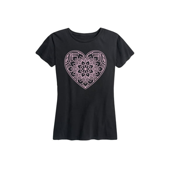 Instant Message - Mandala Pink Heart - Women's Short Sleeve Graphic T-Shirt