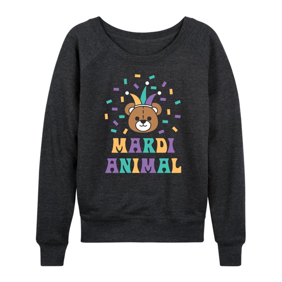Instant Message - Mardi Animal Bear - Women's Lightweight French Terry Long Sleeve Shirt