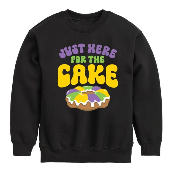 Instant Message - Mardi Gras Here For The Cake - Toddler & Youth Crewneck Fleece Sweatshirt