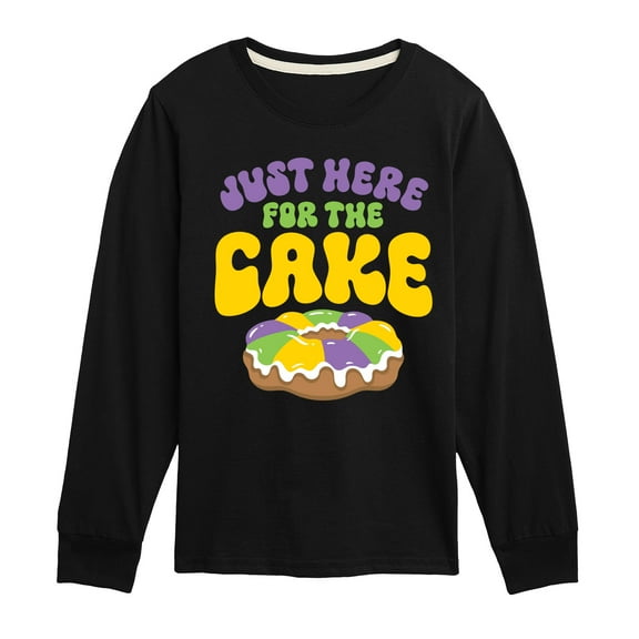 Instant Message - Mardi Gras Here For The Cake - Toddler & Youth Long Sleeve Graphic T-Shirt