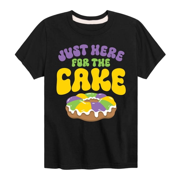 Instant Message - Mardi Gras Here For The Cake - Toddler & Youth Short Sleeve Graphic T-Shirt