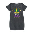 thumbnail image 1 of Instant Message - Mardi Gras Pug - Toddler & Youth Girls Fleece Dress, 1 of 5