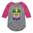 thumbnail image 1 of Instant Message - Mardi Gras Pug - Toddler & Youth Girls Raglan Graphic T-Shirt, 1 of 6