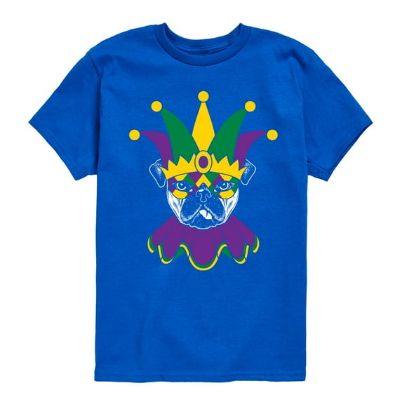 Instant Message - Mardi Gras Pug - Toddler & Youth Short Sleeve Graphic T-Shirt
