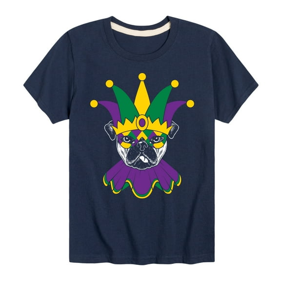 Instant Message - Mardi Gras Pug - Toddler & Youth Short Sleeve Graphic T-Shirt