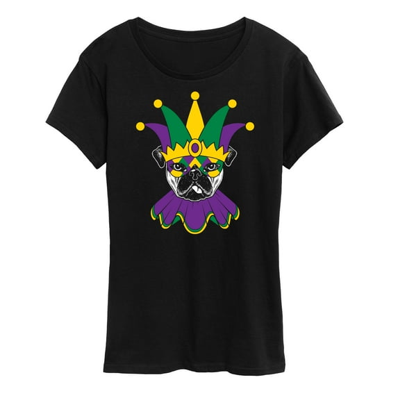 Instant Message - Mardi Gras Pug - Women's Short Sleeve Graphic T-Shirt