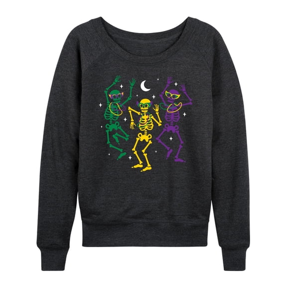 Instant Message - Mardi Gras Skeletons - Women's Lightweight French Terry Long Sleeve Shirt