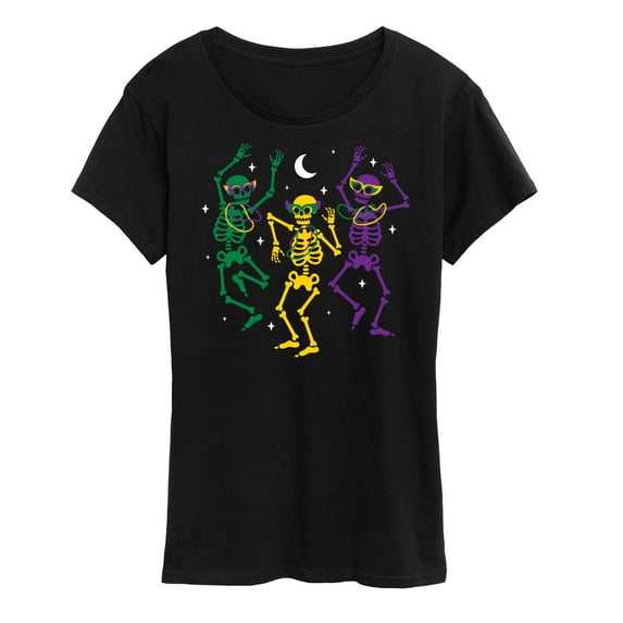 Instant Message - Mardi Gras Skeletons - Women's Short Sleeve Graphic T-Shirt