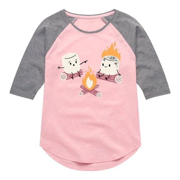 Instant Message - Marshmallow Fire - Toddler & Youth Girls Raglan Graphic T-Shirt